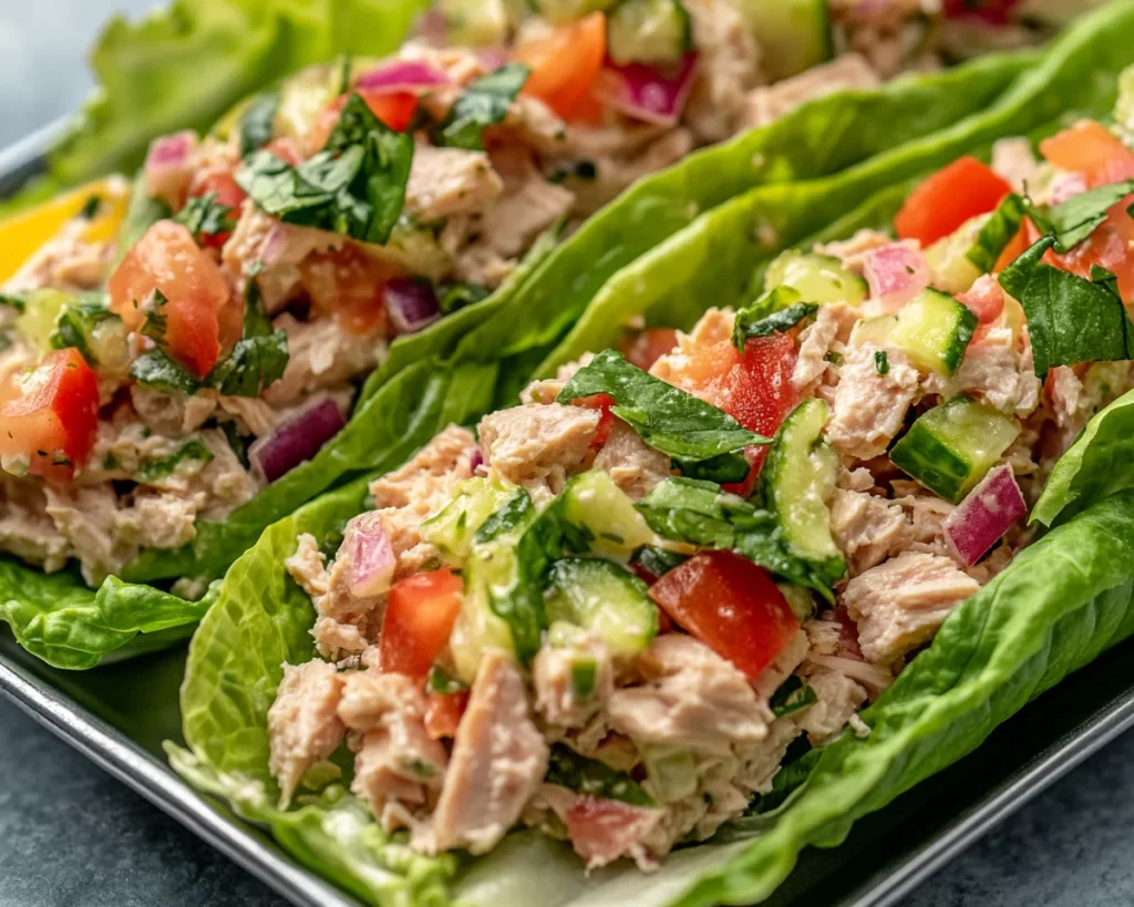 Lunch Ideas: Lemon Herb Tuna Salad Lettuce Wraps in 10 Minutes