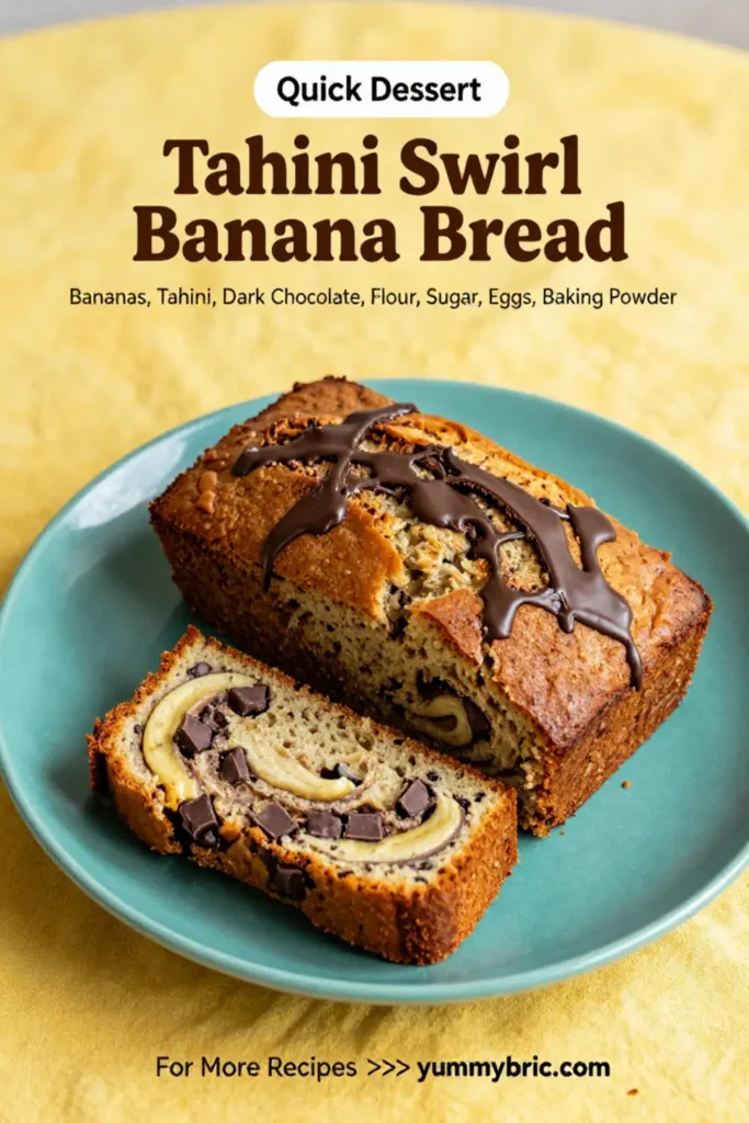 Banana Bread: Tahini Swirl Banana Bread With Dark Chocolate Chunks in 35 Minutes