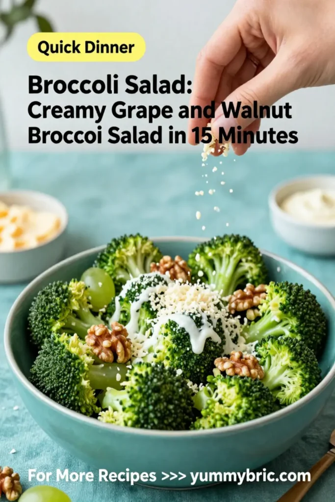 Broccoli Salad: Creamy Grape and Walnut Broccoli Salad in 15 Minutes