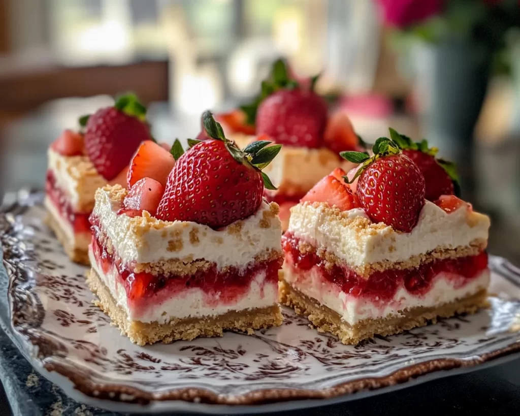 Strawberry Shortcake: Strawberry Shortcake Cheesecake Bars With Graham Crust in 30 Minutes