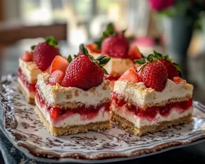 Strawberry Shortcake: Strawberry Shortcake Cheesecake Bars With Graham Crust in 30 Minutes