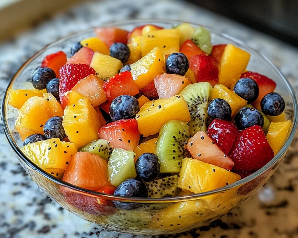 Fruit Salad: Rainbow Fruit Salad With Honey Poppy Seed Dressing in 15 Minutes