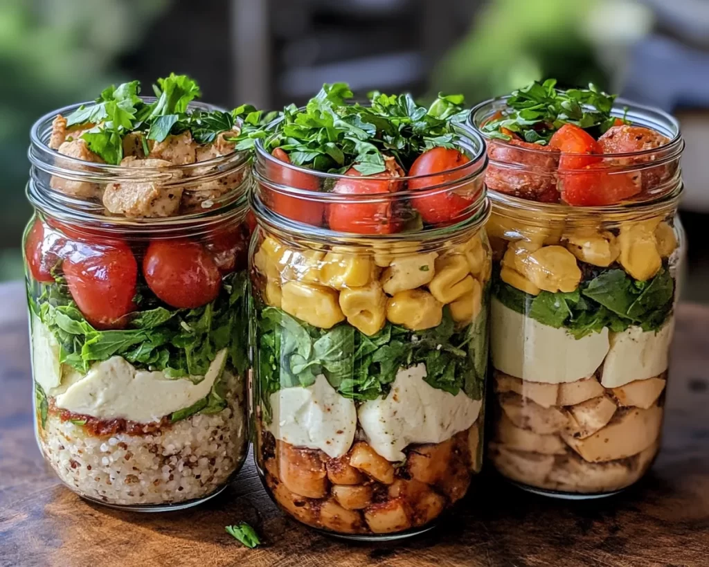 Lunch Ideas: Protein Packed Cobb Salad Meal Prep Jars in 15 Minutes