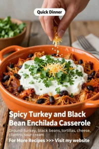 Ground Turkey Recipes: Spicy Turkey and Black Bean Enchilada Casserole in 30 Minutes