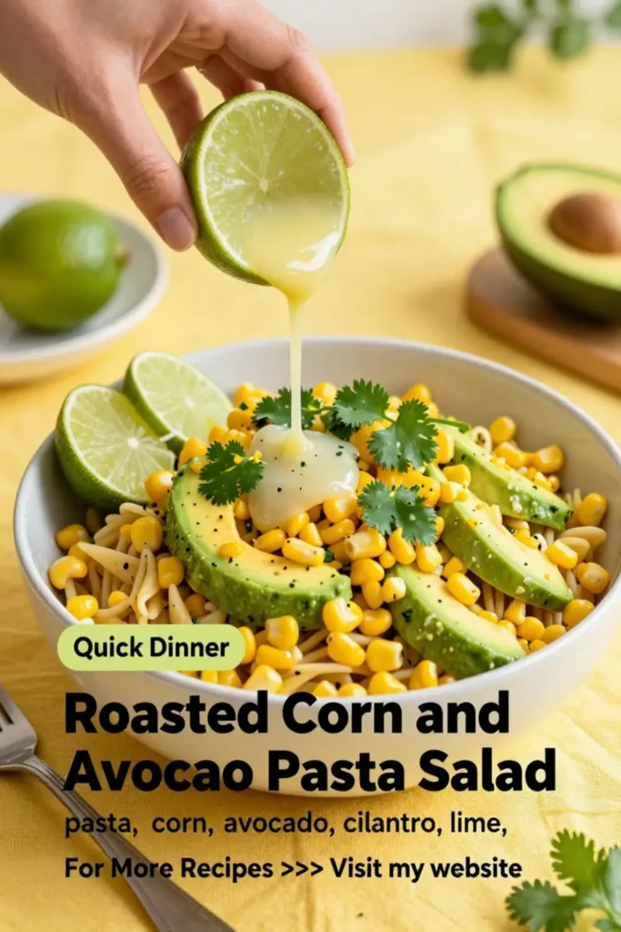 Pasta Salad: Roasted Corn and Avocado Pasta Salad With Cilantro Lime in 20 Minutes