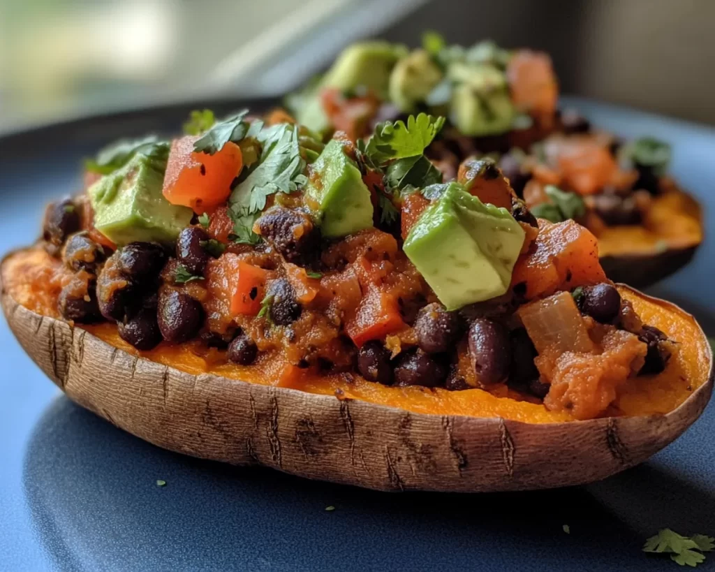 Sweet Potato Recipes: Black Bean Stuffed Sweet Potatoes With Avocado in 25 Minutes