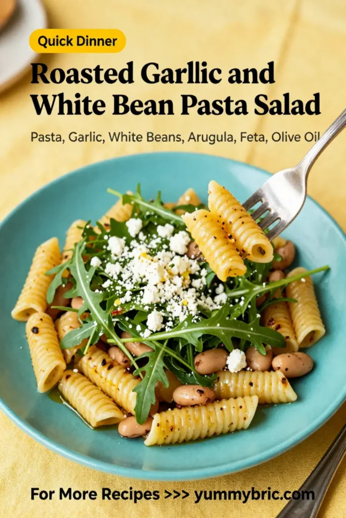 Pasta Salad: Roasted Garlic and White Bean Pasta Salad With Arugula in 20 Minutes