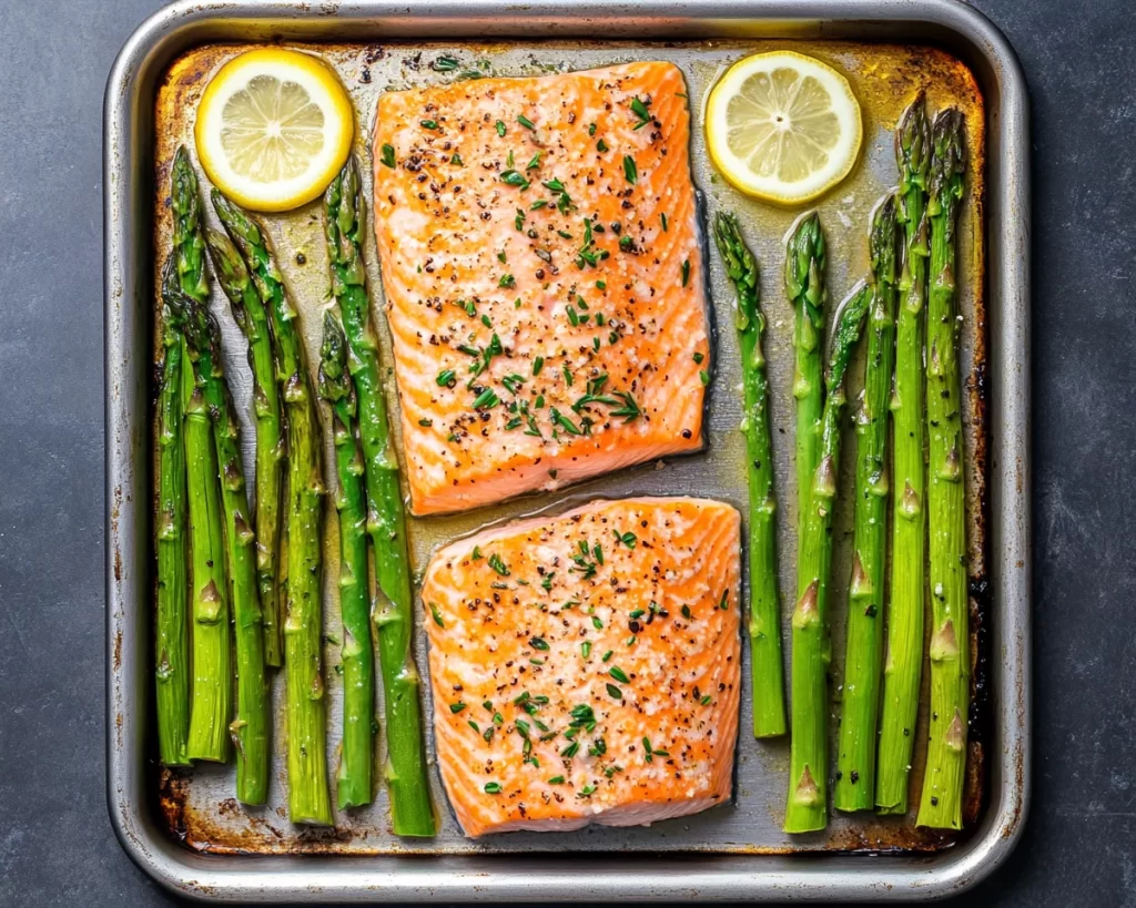 Healthy Dinner Recipes: Sheet Pan Lemon Herb Salmon and Asparagus in 25 Minutes