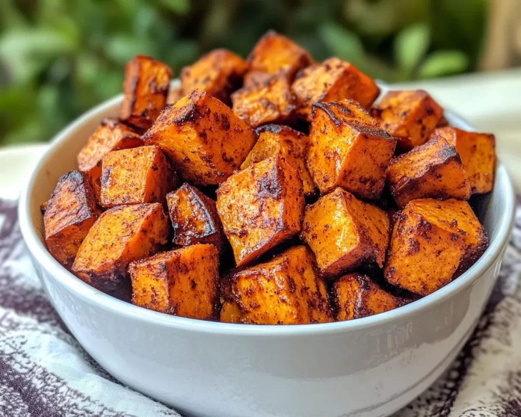 Sweet Potato Recipes: Air Fryer Cinnamon Maple Sweet Potato Cubes in 15 Minutes