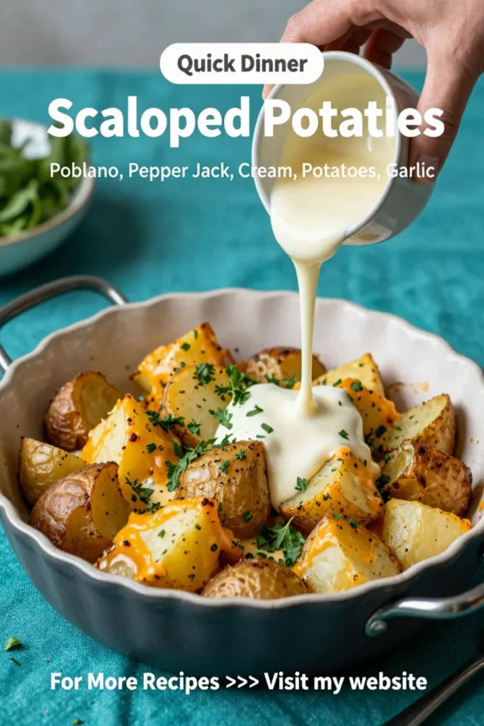 Scalloped Potatoes: Poblano and Pepper Jack Southwestern Scalloped Potatoes in 40 Minutes
