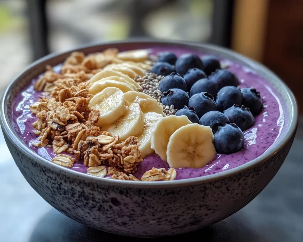 Breakfast Ideas: Blueberry Protein Smoothie Bowl With Granola in 5 Minutes