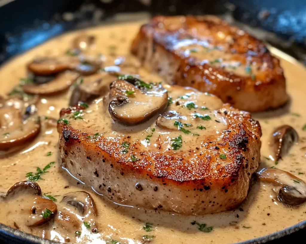 Pork Chop Recipes: Skillet Pork Chops With Mushroom Cream Sauce in 25 Minutes