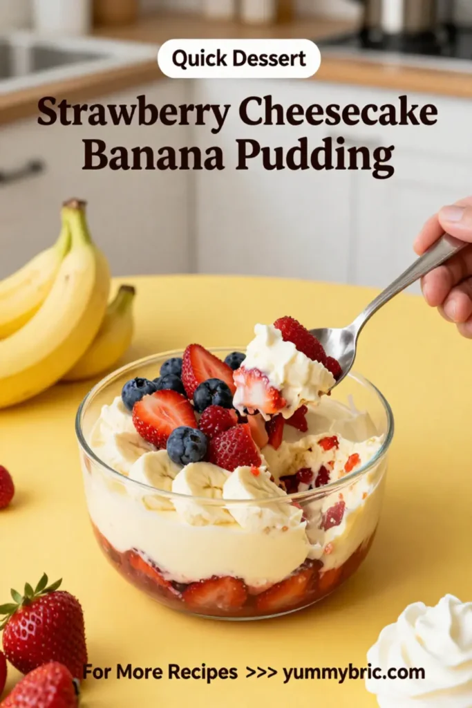 Banana Pudding: Strawberry Cheesecake Banana Pudding With Fresh Berries in 20 Minutes