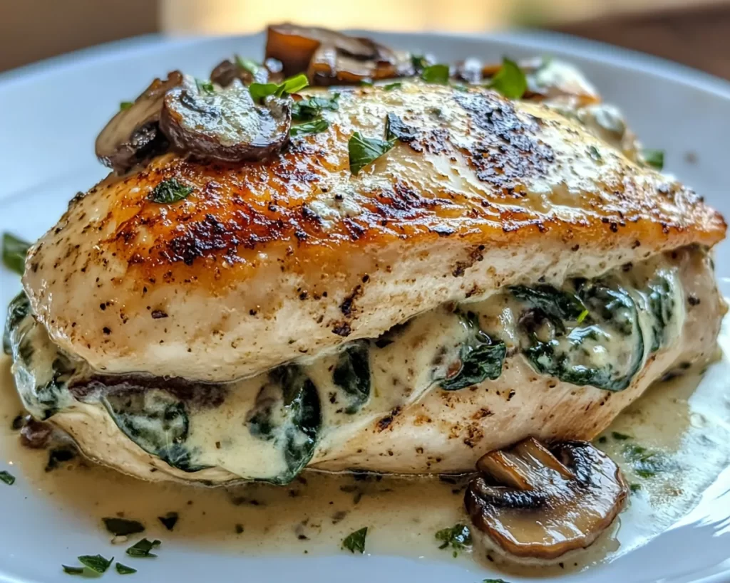 Dinner Ideas: Creamy Mushroom and Spinach Stuffed Chicken Breast in 30 Minutes