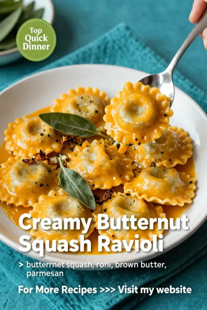 Dinner Ideas: Creamy Butternut Squash Ravioli With Brown Butter Sage in 25 Minutes
