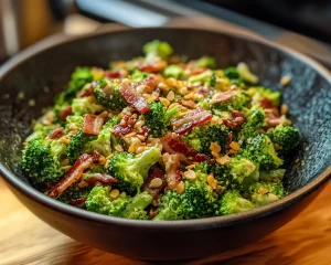 Broccoli Salad: Cheddar Bacon and Sunflower Seed Broccoli Salad in 15 Minutes