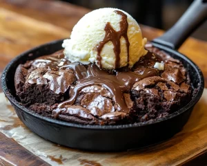 Dessert Recipes: Skillet Brownie With Vanilla Ice Cream in 20 Minutes