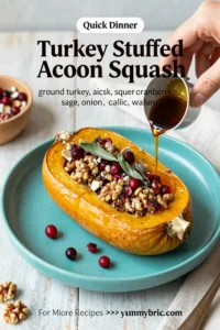Ground Turkey Recipes: Turkey Stuffed Acorn Squash With Cranberry and Sage in 35 Minutes
