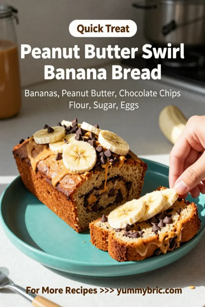Banana Bread Recipe: Peanut Butter Swirl Banana Bread With Chocolate Chips in 35 Minutes