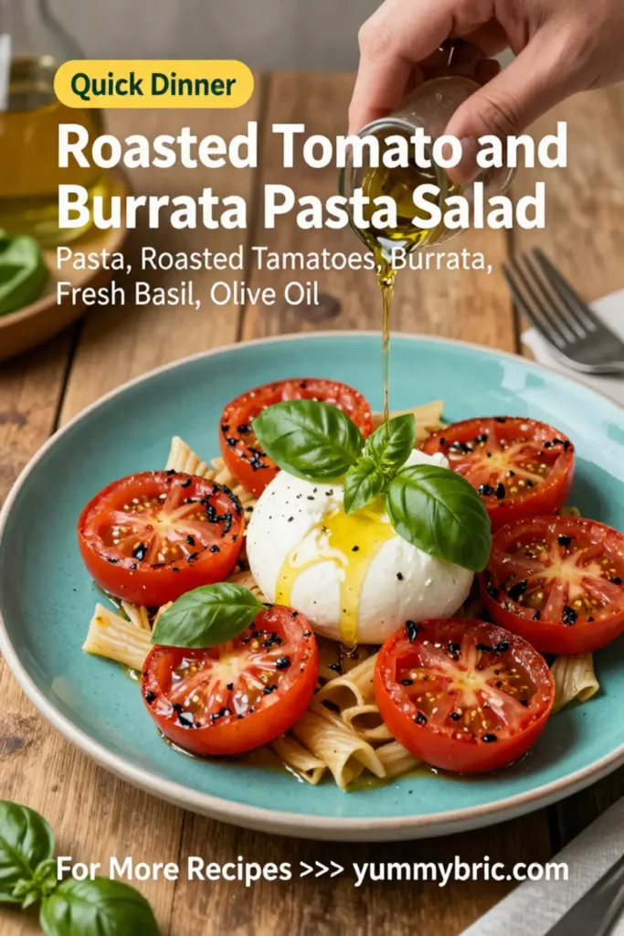Pasta Salad Recipes: Roasted Tomato and Burrata Pasta Salad With Basil Oil in 20 Minutes