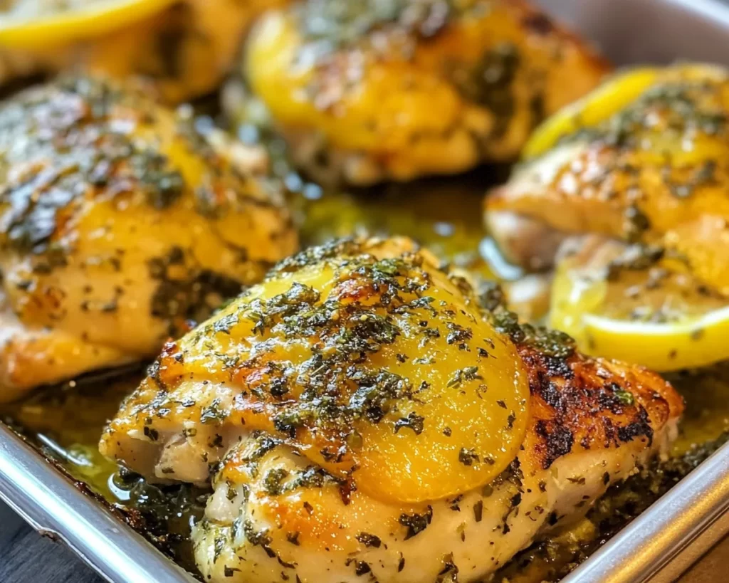 Mediterranean Diet Recipes: Mediterranean Diet Lemon Herb Baked Chicken Thighs in 25 Minutes