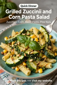 Pasta Salad: Grilled Zucchini and Corn Pasta Salad With Basil Pesto in 20 Minutes