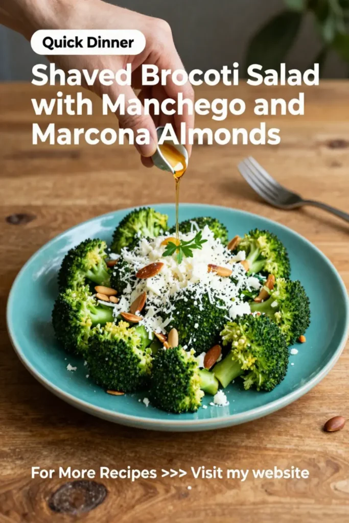 Broccoli Salad: Shaved Broccoli Salad With Manchego and Marcona Almonds in 15 Minutes
