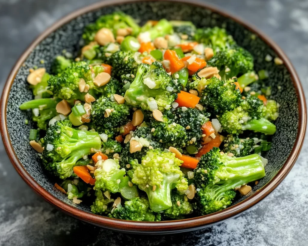 Broccoli Salad: Asian Broccoli Salad With Peanut Ginger Dressing in 15 Minutes
