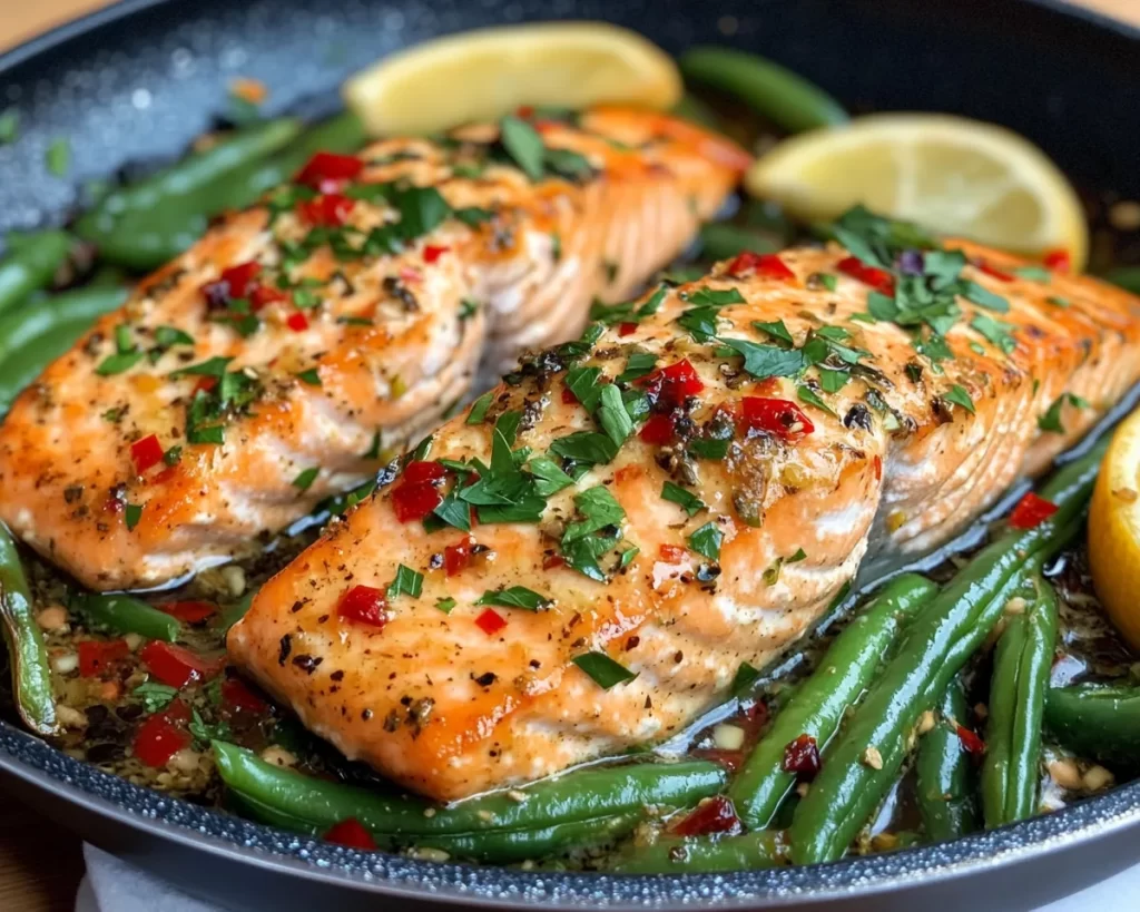 Salmon Recipes: One Pan Dijon Herb Salmon and Green Beans in 20 Minutes