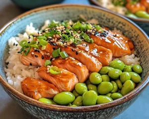 Salmon: Teriyaki Salmon Rice Bowl With Edamame and Sesame in 20 Minutes