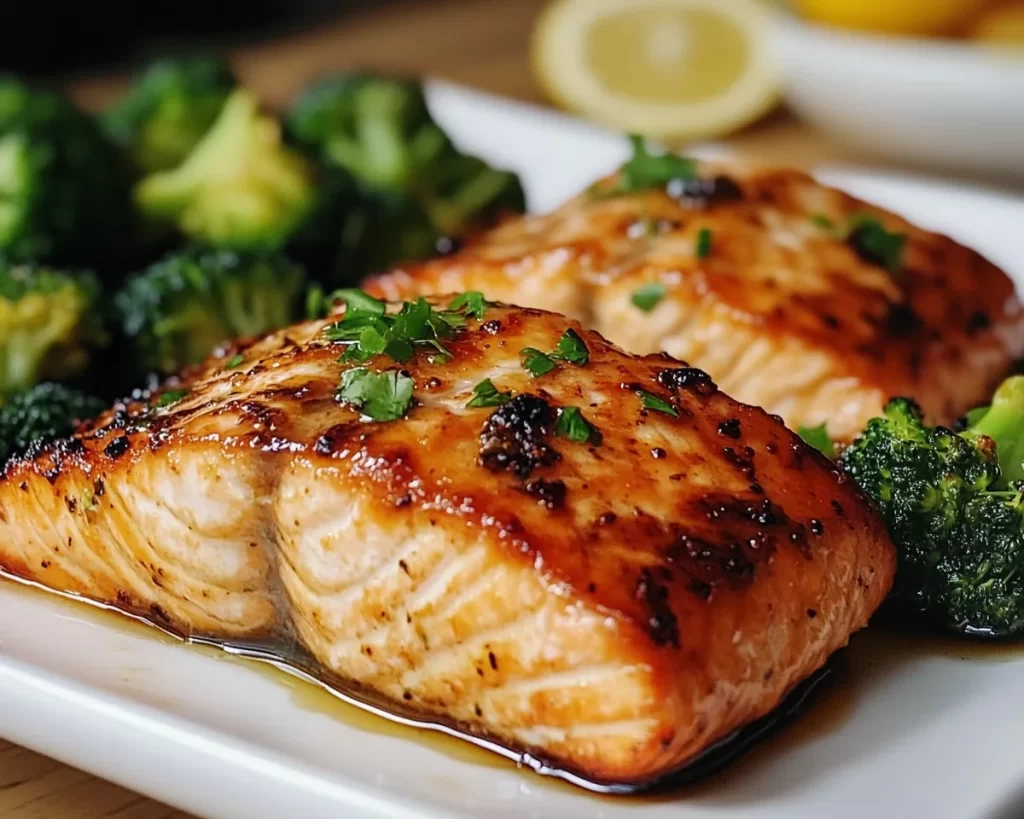 Dinner Recipes: Honey Lemon Glazed Salmon With Roasted Broccoli in 25 Minutes
