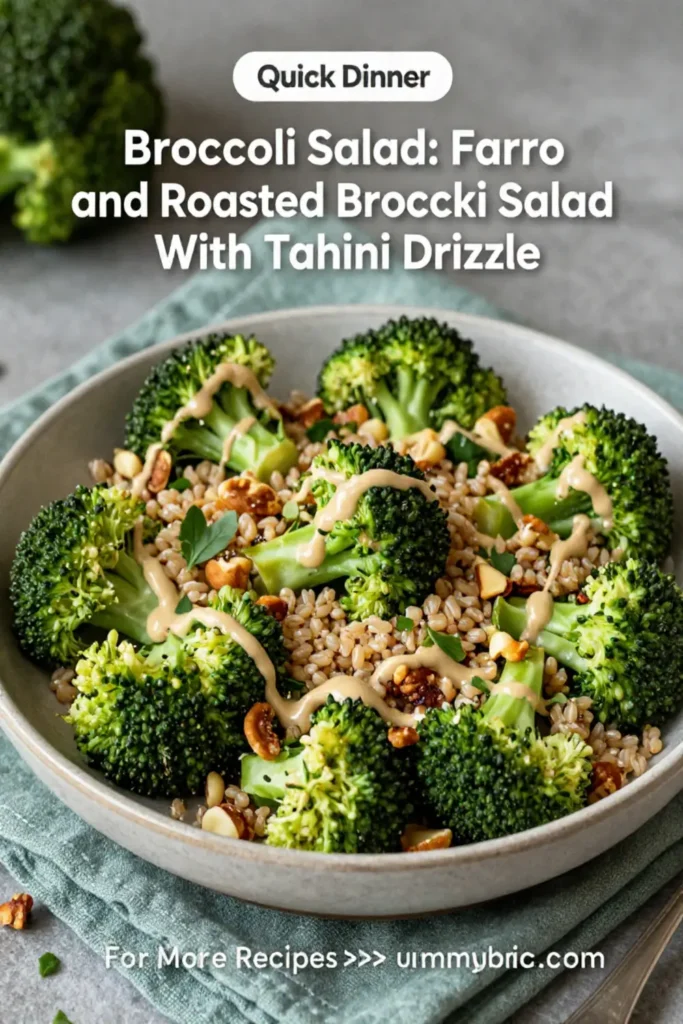 Broccoli Salad: Farro and Roasted Broccoli Salad With Tahini Drizzle in 20 Minutes