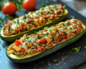 Healthy Dinner Recipes: Turkey and Vegetable Stuffed Zucchini Boats in 25 Minutes