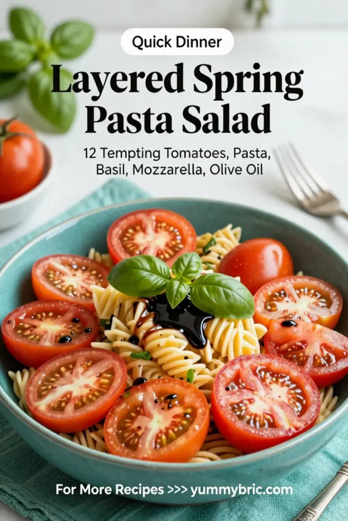 Layered Spring Pasta Salad with 12 Tempting Tomatoes