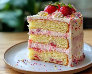 Birthday Cake: Strawberry Lemonade Layer Birthday Cake in 45 Minutes
