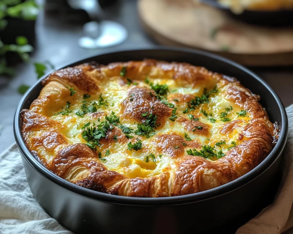 Breakfast Casserole: Croissant Egg and Cheese Breakfast Casserole in 35 Minutes