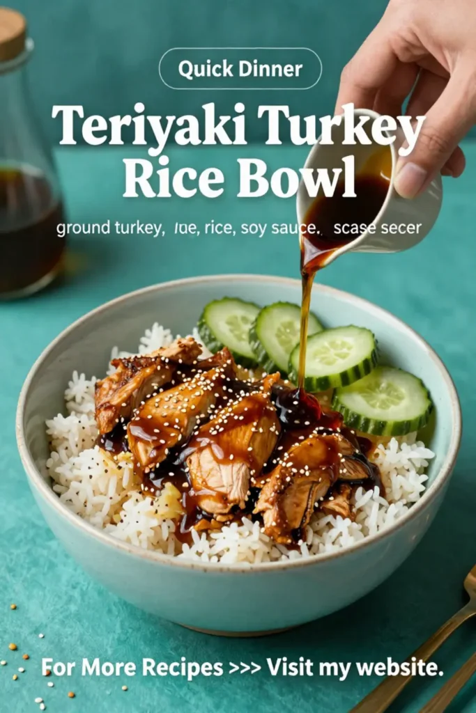Ground Turkey Recipes: Teriyaki Turkey Rice Bowl With Pickled Cucumber in 20 Minutes