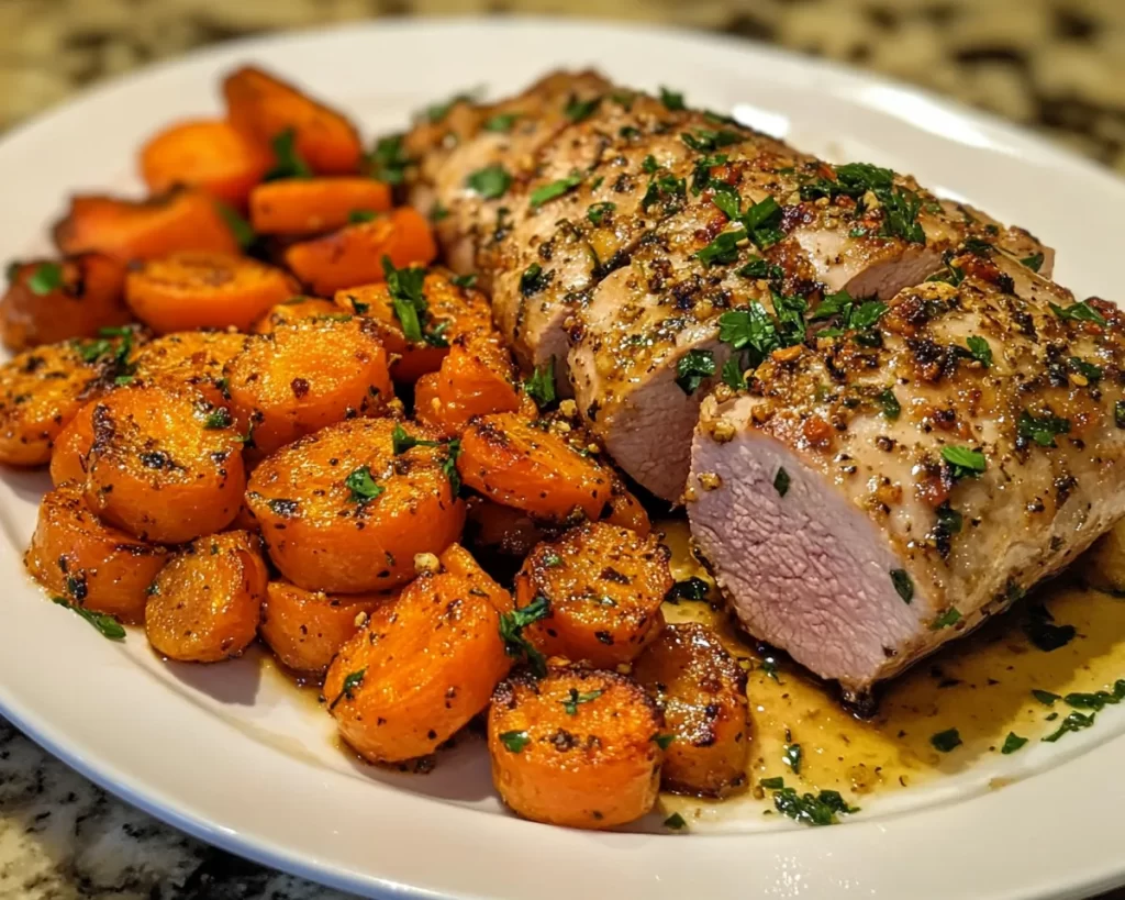 Dinner Recipes: Honey Garlic Pork Tenderloin With Roasted Carrots in 25 Minutes