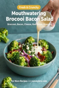 Mouthwatering Broccoli Bacon Salad With Cheese And Red Onions