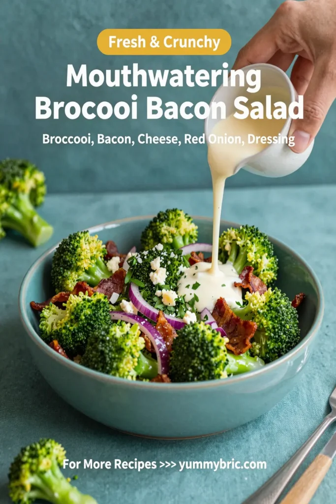 Mouthwatering Broccoli Bacon Salad With Cheese And Red Onions