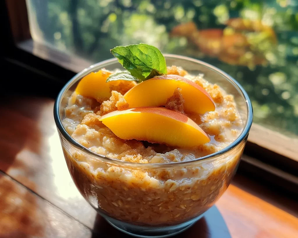 Overnight Oats: Peach Cobbler Overnight Oats With Brown Sugar in 5 Minutes