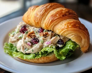 Chicken Salad Recipe: Cranberry Walnut Chicken Salad Croissant Sandwich in 15 Minutes