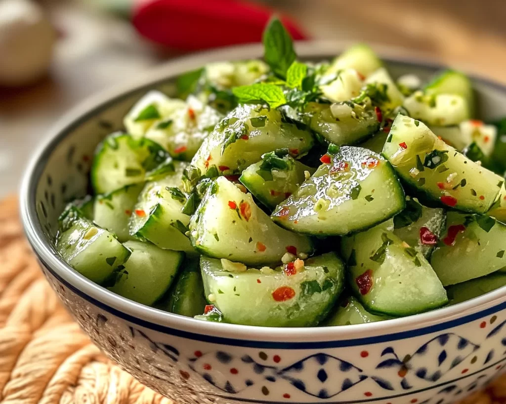 Cucumber Salad: Smashed Cucumber Salad With Chili Oil and Garlic in 10 Minutes