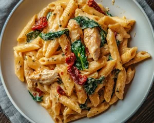 Pasta Recipes: Sun Dried Tomato and Spinach Creamy Chicken Pasta in 25 Minutes