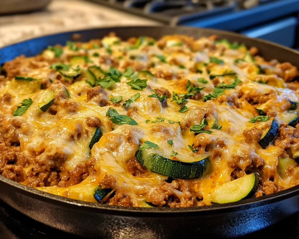 Easy Dinner Ideas: Cheesy Ground Turkey and Zucchini Skillet in 20 Minutes