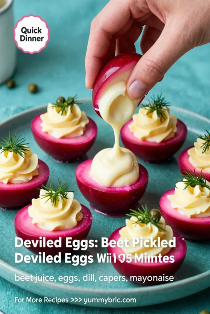 Deviled Eggs: Beet Pickled Deviled Eggs With Dill and Capers in 25 Minutes