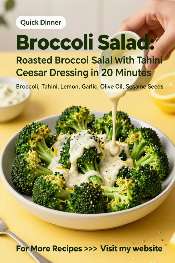 Broccoli Salad: Roasted Broccoli Salad With Tahini Caesar Dressing in 20 Minutes