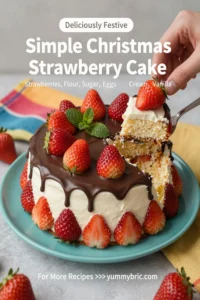 Simple Christmas Strawberry Cake
