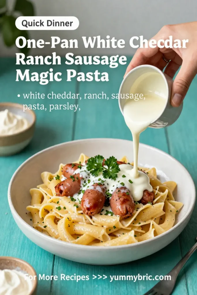One-Pan White Cheddar Ranch Sausage Magic Pasta