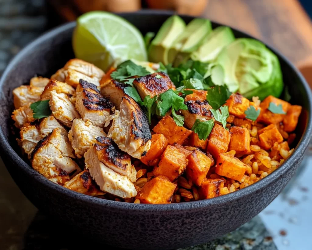 Sweet Potato Recipes: Chipotle Chicken and Sweet Potato Rice Bowl in 25 Minutes